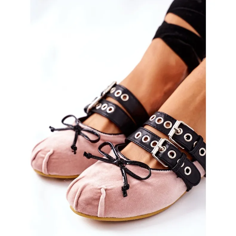 Vastgebonden Velours Ballerina's Lu Boo Beige